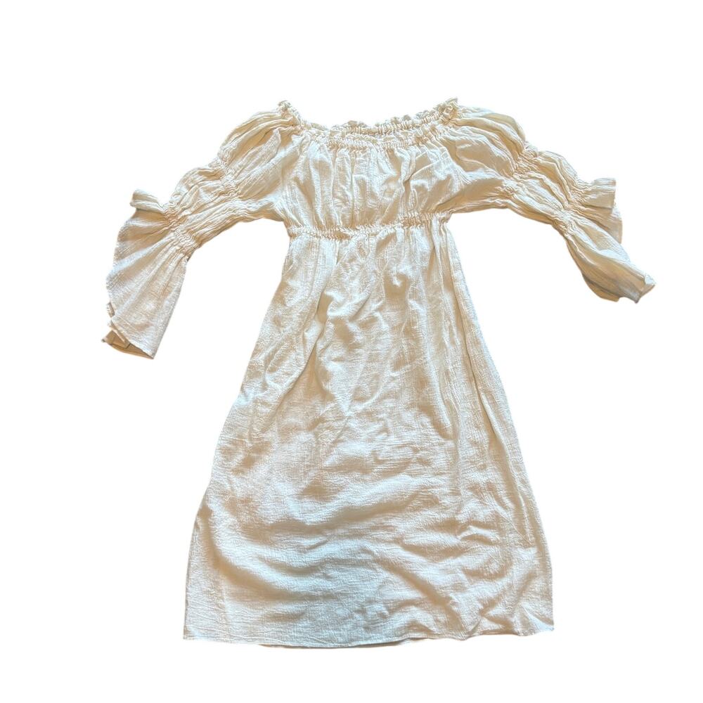 Boho Women’s Dress Off-white Bohemian Dress Size Small off Shoulder Bell Sleeves